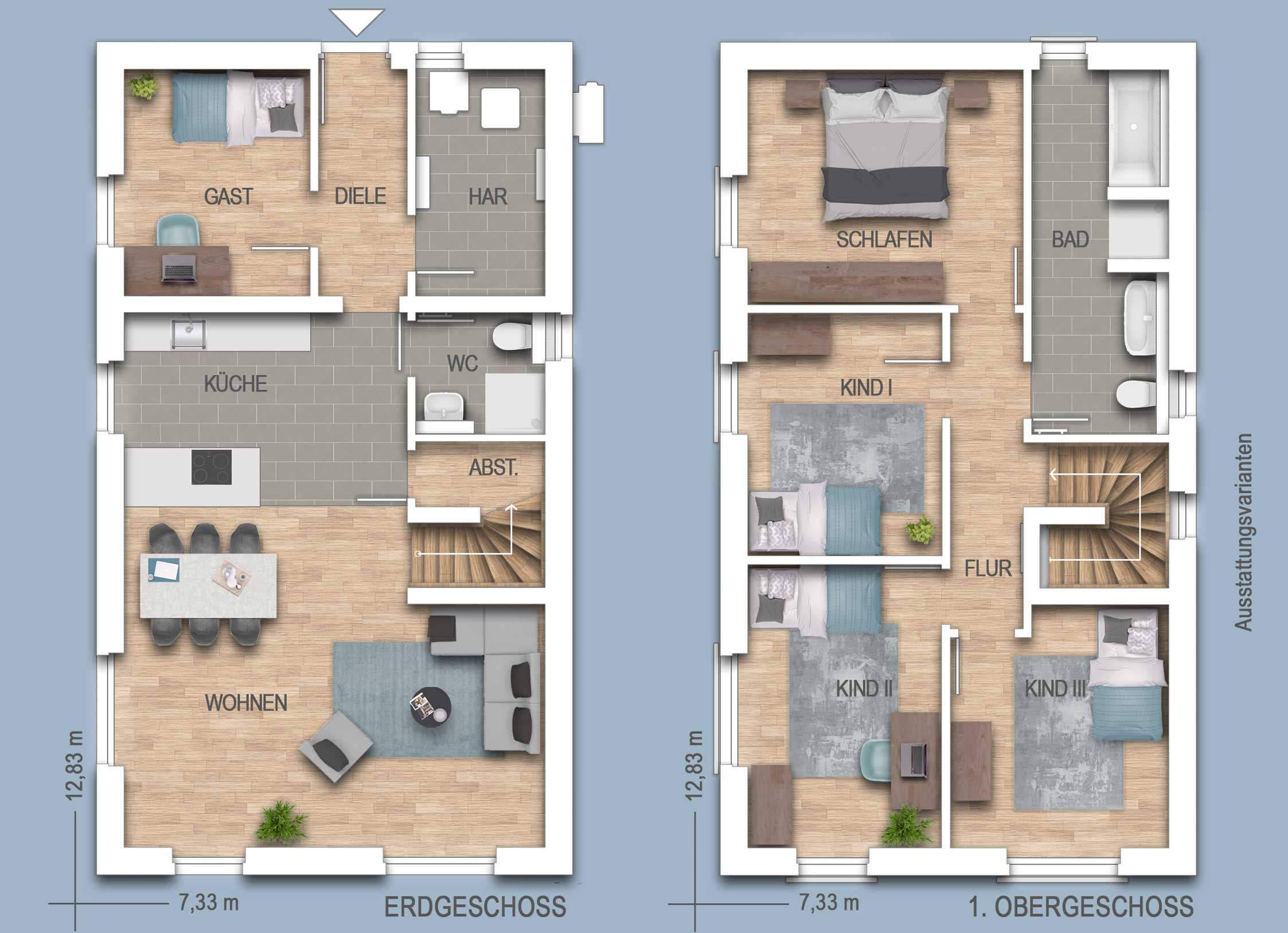 Grundriss Einfamilienhaus 07, 08, 13 und 16 CA 361